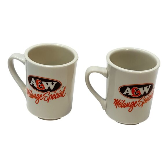 Vintage A & W Special Blend Coffee Mugs Lot 2 Ceramic White Orange - Picture 4 of 10